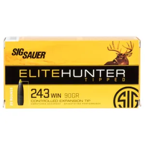 SIG SAUER Elite Hunter Tipped 243 Win 90 gr Controlled Expansion Tip Ammunition | 20 Rounds