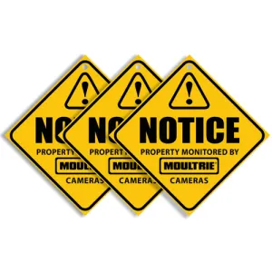 MOULTRIE Camera Surveillance Signs, Yellow 3pk