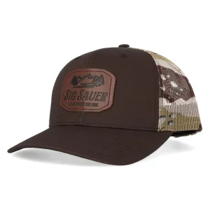SIG SAUER "LIVE FREE OR DIE" TRUCKER HAT - BROWN AND DESERT CAMO