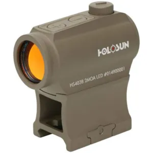 Holosun HS403BFDE HS403B Flat Dark Earth Anodized 1x 2 MOA Red Dot Reticle Includes Battery/Cover/Lens Cloth/Mounts/T10 L Key
