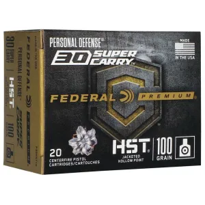 Federal Personal Defense HST Handgun Ammunition .30 Super Carry 100 gr JHP 1250 fps 20/ct
