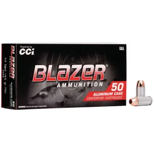 CCI Blazer Aluminum Handgun Ammunition .40 S&W 165 gr FMJ 1100 fps 1000/ct