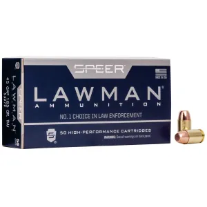 Speer Lawman Handgun Ammunition .45 GAP 185 gr TMJ 1060 fps 50/ct