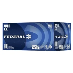 Federal Range Pack Rimfire Ammunition .22LR 40gr LRN 1200 fps 3200/ct (4-800/ct)