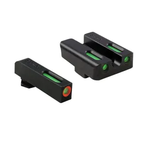 Truglo TFX Pro Tritium/Fiber-Optic Day/Night Sights Fit Glock 17, 17L, 19, 23, 24, 26, 27, 33, 34, 35, 38, 39, 45 - Orange Outline Front/Rear Green