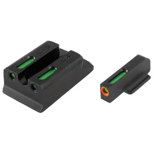 Truglo TFX Pro Tritium/Fiber-Optic Day/Night Sights Fit Ruger SR9|Ruger SR9C|Ruger SR40|Ruger SR40C|Ruger SR45 - Orange Outline Front/Rear Green
