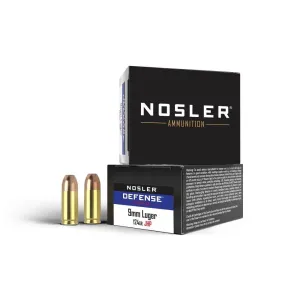 Nosler Defense Handgun Ammunition 9mm Luger (+P) 124 gr Bonded-JHP 1200 fps 20/ct