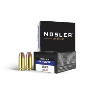 Nosler Defense Handgun Ammunition .45 ACP (+P) 230 gr Bonded JHP 950 fps 20/rd
