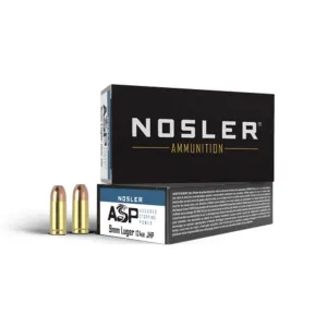 Nosler ASP Handgun Ammunition 9mm Luger 124 gr JHP 1150 fps 50/ct