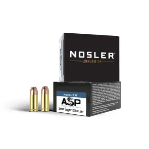 Nosler ASP Handgun Ammo 9mm Luger 124 gr JHP 1150 fps 20/ct