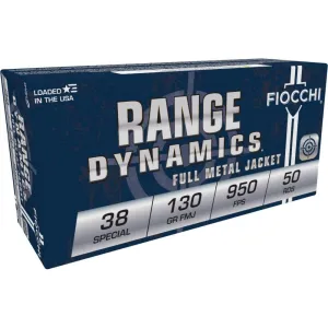 Fiocchi Range Dynamics Handgun Ammunition .38 Spl 130 gr FMJ 950 fps 50/ct