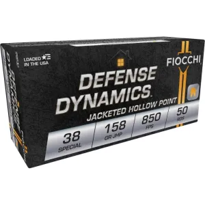 Fiocchi Defense Dynamics Handgun Ammunition .38 Spl 158 gr JHP 850 fps 50/ct
