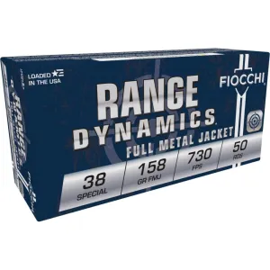 Fiocchi Pistol Shooting Dynamics Handgun Ammunition .38 Spl 158 gr FMJ 730 fps 50/rd