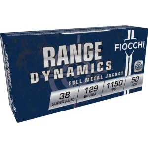 Fiocchi Range Dynamics Handgun Ammunition .38 Super 129 gr FMJ 50/ct