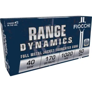 Fiocchi Range Dynamics Handgun Ammunition .40 S&W 170 gr FMJ 1020 fps 50/ct