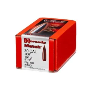 Hornady Match Bullets .30 cal .308" 168 gr BTHP 100/ct