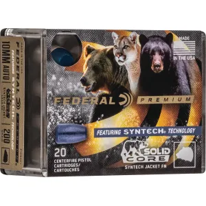 Federal Solid Core Handgun Ammunition 10mm Auto 200 gr TSJ 20/ct