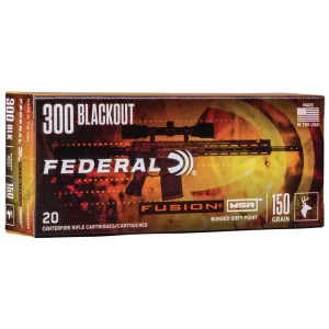 Federal Fusion MSR Rifle Ammunition .300 Blackout 150 gr SP 1900 fps 20/ct