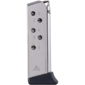 Mec-Gar Handgun Magazine Walther PPK .380 ACP Carbon Steel Tube Nickel 6 rds