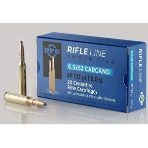 PPU Rifle Ammunition 6.5x52mm Carcano 123 gr SP 2690 fps - 20/ct