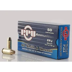 PPU Handgun Ammunition .40 S&W  165 gr FPJ  1541 fps 50/ct