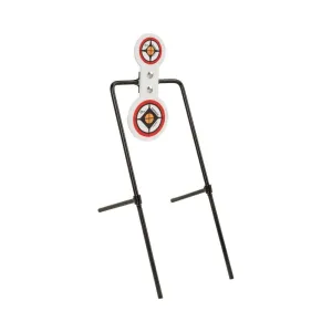 Allen EZ-Aim Hardrock AR500 Round Spinner Targets & Stand for Rimfire Rounds & Centerfire Pistols, 7.375"W x 21.75"H, White/Red/Black