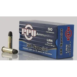 PPU Handgun Ammunition .38 Spl 158 gr LRN 902 fps 50/ct