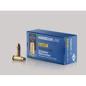 PPU Handgun Ammunition .25 ACP 50 gr FMJ 771 fps 50/ct