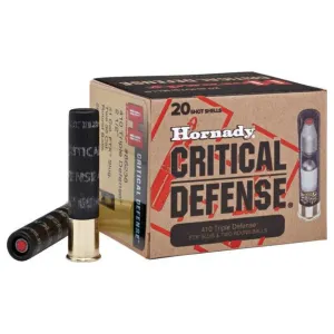 Hornady 410 Critical Defense Shotgun Ammunition .410 ga 2 1/2" 1 slug 2 balls Slug #000 750 fps 20/rd