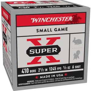 Winchester Super-X High-Brass Shotshells .410 ga 2-1/2" 1/2 oz 1245 fps #6 25/ct