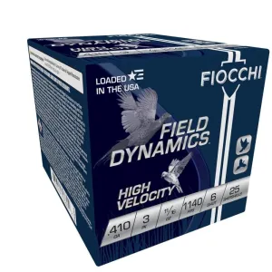 Fiocchi High-Velocity Hunting Load .410 ga 3" MAX 11/16 oz #6 1140 fps 25/rd