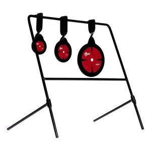 EZ-Aim Triple Deflector Spinner Target System, Rimfire .22 Cal. & Air Guns 10.75"W x 12.5"H - Black/Red