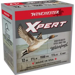 Winchester Xpert High Velocity Steel Shotshells 12 ga 2-3/4" 1-1/16 oz 1550 fps #4 25/ct