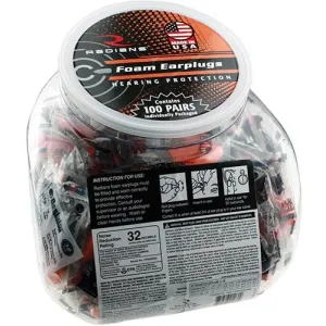 Radians 100 pairs of Uncorded Foam Earplugs/ct in a Jar