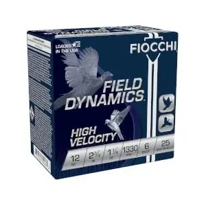 Fiocchi Field Dynamics Shotshells 12 ga 2-3/4" 1-1/4 oz 1330 fps #6 25/rd