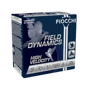 Fiocchi High Velocity Shotshells 12ga 2-3/4" 1 -1/4oz 1330 fps #4 25/ct