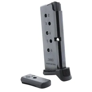 C-Products Handgun Magazine Ruger LCP1 & Ruger LCP2 .380 ACP High Gloss Black Carbon Steel 6/rd