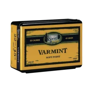 Speer Varmint Soft Point Rifle Bullets .224 cal .224" 45 gr JSP 100/ct