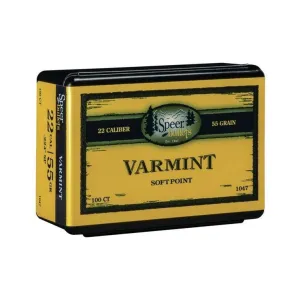 Speer Varmint Soft Point Rifle Bullets .224 cal .224" 55 gr JSP 100/ct