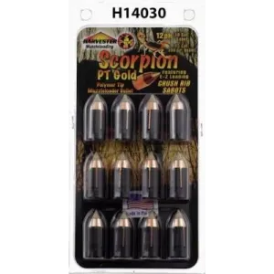 Harvester Muzzleloading Scorpion PT Gold Premium Polymer Tip Muzzleloader Bullets 50 Cal. Sabot 300 gr .451" Polymer Tip Bullet 12/pk