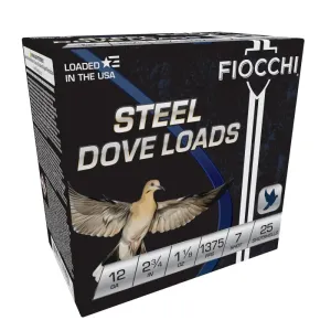 Fiocchi Steel Dove Shotshells 12ga 2-3/4" 1-1/8oz 1375fps #7 25/ct