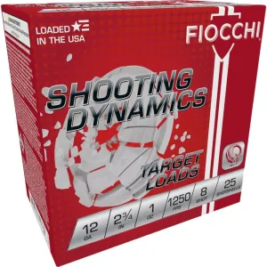 Fiocchi Shooting Dynamics Shotshells 12ga 2-3/4 in 1oz #8 1250 fps 25/ct