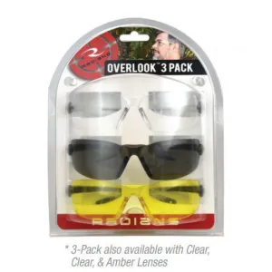 Radians Overlook Shooting Glasses Combo Pack Black Clear Amber Lens 3/ct