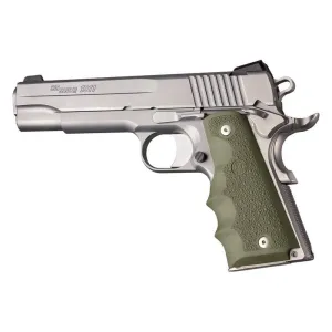 Hogue 1911 Govt. Model Grip with Finger Grooves - OD Green Rubber