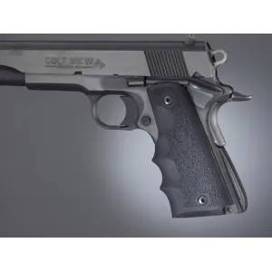 Hogue Colt Government Grips .45, 1911 Rubber Grips with Finger Grooves - Black