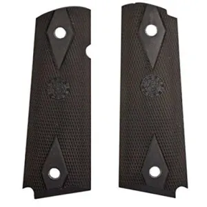 Hogue Colt Government Grips .45, 1911 Rubber Grips Panels, Checkered with Diamonds  - Black