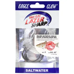 EA Lazer Octopus Hook Rig 8/0 Platinum Black 3pk