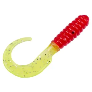 Mr Crappie Grub 2'' Red-Chartreuse Silver Glitte