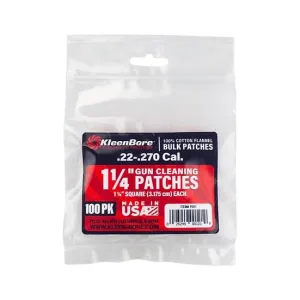 KleenBore Cotton Patches 1 1/4" Square .22-.270 Cal 100/ct