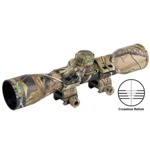 Truglo 4x32mm Compact Crossbow Scope with Weaver Style Rings - Crossbow Reticle Camo
